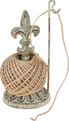 Produktbild von Antiker Metall Garnrollenhalter Deko mit Lilie und Jute 20,5cm