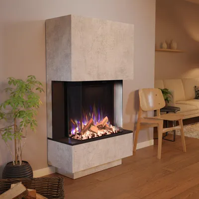 Produktbild von Glow Fire Elektrokamin 'PR14' in Beton| LED Standkamin in Betonoptik mit Heizung (1500 W) | HxBxT: 150x85x35cm