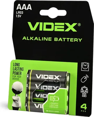 Produktbild von VIDEX LR03/AAA Alkaline-Batterie, 4 Stück, Blisterverpackung