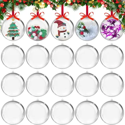 20 transparente Kunststoff-Weihnachtskugeln, 8 cm, zum Befüllen