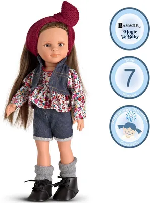 Puppe Nina 33 cm mit langen braunen Haaren zum Frisieren & Bekleidung Spielzeug Spielwaren Spielpuppe Anziehpuppe Jungen-Puppe Geschenk Geburtstag Weihnachten Puppe zum kämen und frisieren