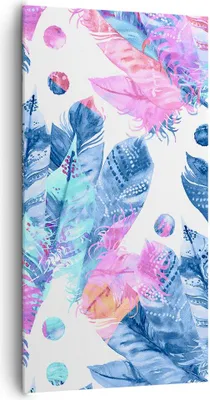 Produktbild von Bild auf Leinwand - Leinwandbild - Federn Vögel Bunt Komposition - 65x120cm - Wand Bild - Wanddeko - Leinwanddruck - Bilder - Kunstdruck - Wanddekoration - Leinwand bilder - Wandkunst - PA65x120-2945