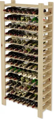Produktbild von Flaschenregal Weinschrank Weinständer Weinregal für 91 Flaschen RW-5-3 Natur 174 x 80 x 26,5 cm LENMAR