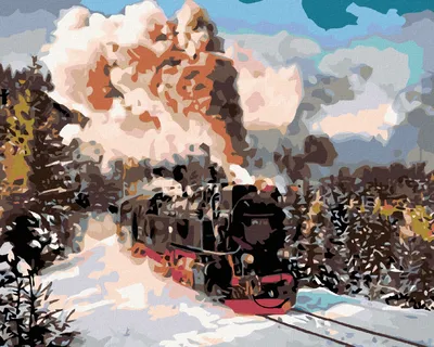 Produktbild von Zuty - Malen nach Zahlen - LOKOMOTIVE IN WINTERLANDSCHAFT, 40x50 cm, ohne Keilrahmen