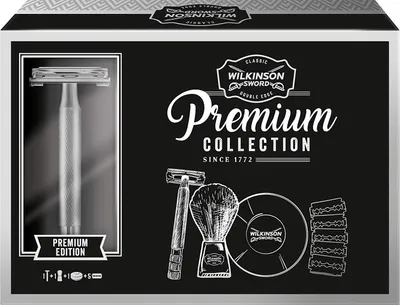Produktbild von Wilkinson Sword Classic Vintage Edition, Geschenkset mit Rasierklinge, Rasierseife und Rasierpinsel für Männer