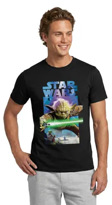 Produktbild von Star Wars Meister Yoda Und Grünes Lichtschwert Männer T-Shirt, 3XL, Schwarz