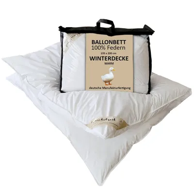 Produktbild von Federbett mit 100% neuen weißen Landfedern 135x200 cm Oberbett 3000 g Ballonbett