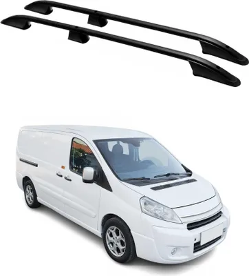 Image de Barres de toit longitudinales pour Citroen Jumpy 2006-2016 L2 Aluminium Noir
