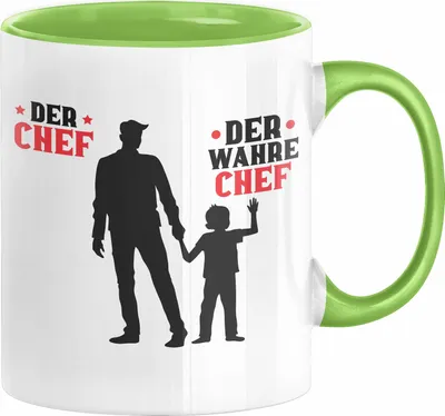 Produktbild von Vater Sohn Geschenke Tasse Lustig Der Chef Der Wahre Chef Vatertag Geschenkidee Lustig (Grün)