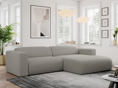 Produktbild von MKS MEBLE Ecksofa, Sofa L-Form, Wohnlandschaft L-Form, Modern Design Couch, Sofagarnitur, Couchgarnitur, Polsterecke - PASADENA -Grau Boucle - rechts seite