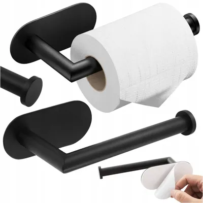 Produktbild von Selbstklebender Toilettenpapierhalter In Schwarz Im Loft-Stil Für Die Badezimmerwand