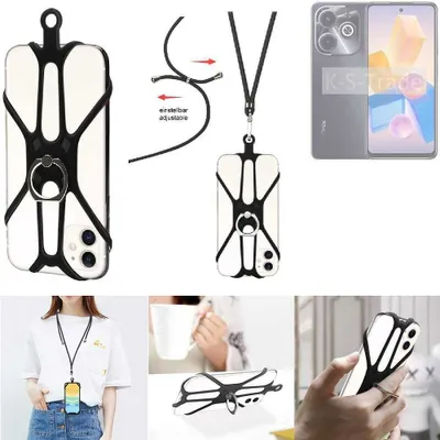 Produktbild von K-S-Trade 3in1 Handykette Handyband Handykordel Halsband Smartphone-Ring Handy-Ring kompatibel mit Infinix Hot 40 Pro Fingerhalterung Handyring