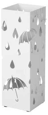 Image de Porte-parapluies métal, blanc, motif gouttes 15,5x15,5x49cm