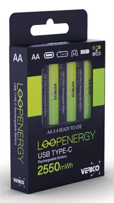 Obrázok produktu pre Verico 1UDBT-A1WEAC-NN, 1700 mAh, Lithium-ion (Li-ion), AA, 1,5 V, Čierna, Zelená