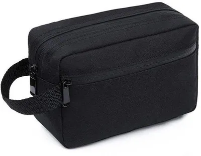 Image de Trousses de toilette de voyage étanches, noires, pliables, unies
