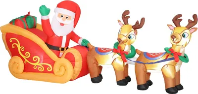 Produktbild von Aufblasbarer Weihnachtsmann im Schlitten, Weihnachtsdekoration, Polyester