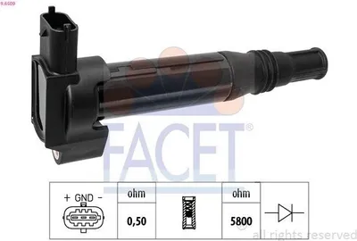 Produktbild von FACET 9.6509 Zündspule für OPEL Corsa F Crossland X (P17) passend für PEUGEOT 2008 Kombi (CU) 208 I Schrägheck (CA, CC) 208 II Schrägheck