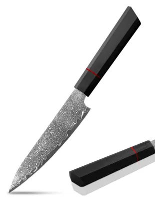 Image de Omgoods - Couteaux de fruits japonais en acier damas, avec manche en bois