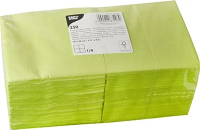 Produktbild von Papstar Servietten, limonengrün 3-lagig 1/4-Falz 24 x 24 cm 4 x 250 Stück