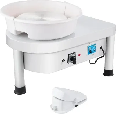Immagine prodotto di Ruota da vasaio, controllo della velocità regolabile, design compatto, bianco