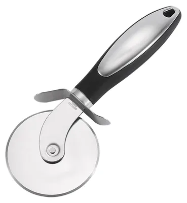 Pizzaschneider aus Edelstahl, 21 cm, Antirutschgriff, schwarz