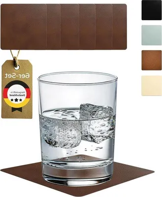 Obrázek produktu pro Podložky pod sklenice - protiskluzové - 6 kusů - hnědé - kůže
