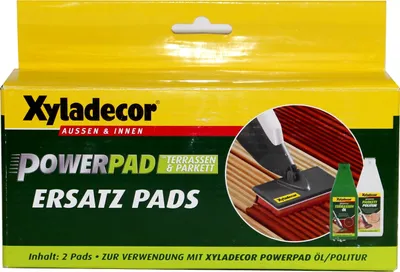 A product box for Xyladecor Power Pad Ersatz Pads.