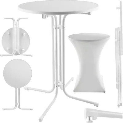 Produktbild von tectake® Stehtisch Eren rund mit Tischhusse bodenschonende Kunststofffüße & Ausgleichsschraube