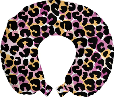 Produktbild von ABAKUHAUS Leopard-Druck Reisekissen Nackenstütze, Wilde Exotic Animal, Schaumstoff Reiseartikel für Flugzeug und Auto, 30x30 cm, Mehrfarbig