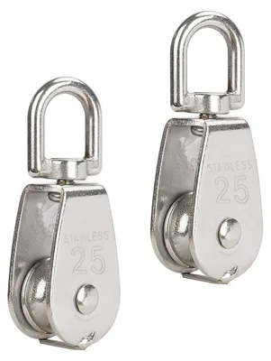 Produktbild von M25-Rollen aus Edelstahl 304 – Tragkraft 150 kg – Garage/Gardinen/Wäscheleine – silber