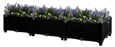 Produktbild von Hochbeet aus Polypropylen, 120 x 40 x 23 cm, für Garten, Balkon, Terrasse, schwarz