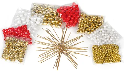 Produktbild von VBS Perlenstern-Set für 10 Sterne Ø 10 cm, rot-gold