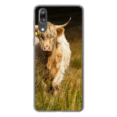 Produktbild von MuchoWow® Handyhülle Schutzhülle Hülle für Huawei P20 Schottische Highlander - Licht - Gras - Tiere Silikon Softcase Handy Hülle - Hardcover