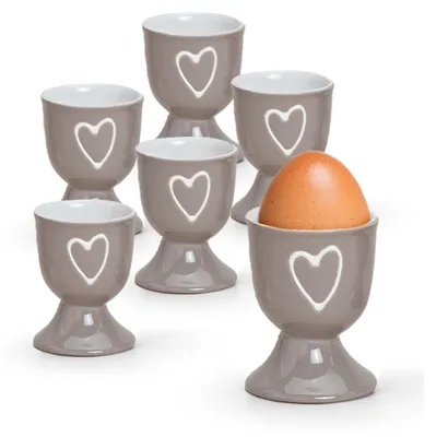 Produktbild von Einfarbige Steingut Eierbecher Landhaus-Stil 6-tlg. Set taupe