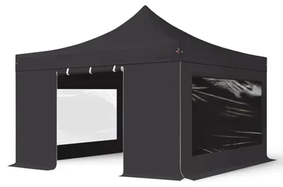 Produktbild von TOOLPORT 4x4m Aluminium Faltpavillon, inkl. 4 Seitenteile, schwarz