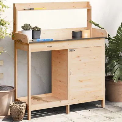 Obrázok produktu pre Stojan na rastliny – Regál na rastliny – Masívne borovicové drevo – S úložným priestorom – 110,5 x 45 x 124,5 cm