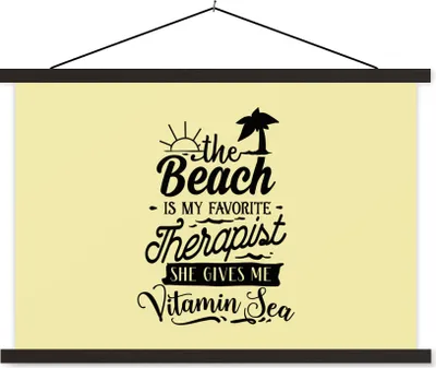 Produktbild von MuchoWow® Textilposter Sommer - Sprichwörter - Gelb 60x40 cm mit schwarzem Rahmen - Hölzernes