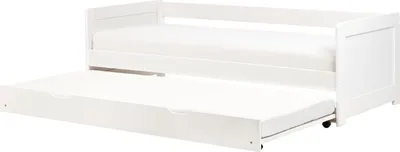 Produktbild von BELIANI Tagesbett Weiß Kiefernholz mit Lattenrost 90 x 200 cm Ausziehbett für 2 Personen Modern Skandi Gästezimmer Kinderzmmer Jugendzimmer
