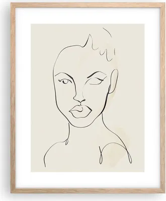Produktbild von Gerahmtes Poster - Rahmen in heller Eiche - Porträt Afro Skizze - 40x50 cm - Wand Bild - Wanddeko - Wandbilder - Kunstposter - Wandposter - Bilderrahmen - Bilder - Kunstdruck - P2NPA40x50-4489