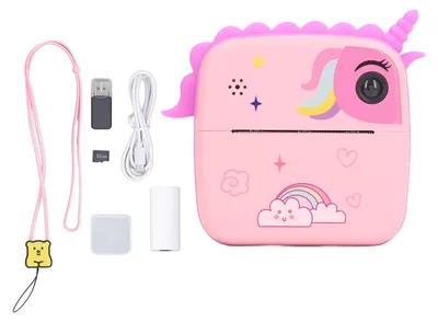 Produktbild von Digitale Spielzeugkamera für Kleinkinder – hochauflösende, niedliche Cartoon-Selfie-Kamera mit Sofortdruck für Kinder, rosa