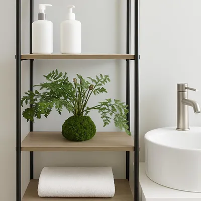 Produktbild von Kunstpflanze Farnbusch 40 cm mit Moosballen – naturgetreu & pflegeleicht – Dekopflanze für Zuhause & Büro