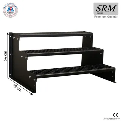 Produktbild von 3 Stufen Standtreppe Modell 2 komplett Schwarz, Breite 140 cm, Höhe 54 cm ohne Geländer