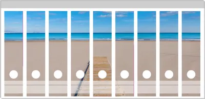 Produktbild von Wallario Ordnerrücken Sticker, selbstklebend für breite Ordner, 9 Stück, Motiv Auf dem Holzweg zum blauen Meer