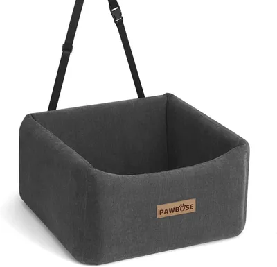 Produktbild von Hunde Autositz, Haustier Autositz für mittlere Hunde bis zu 15 kg, waschbares Hund Booster Autositz, Haustier Auto Reisebett mit dickem Kissen, Grauer erhöhter