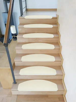 Produktbild von Metzker Stufenmatten Treppenmatten Uni Halbrund Sparset Baumwollweiß 15 Stück