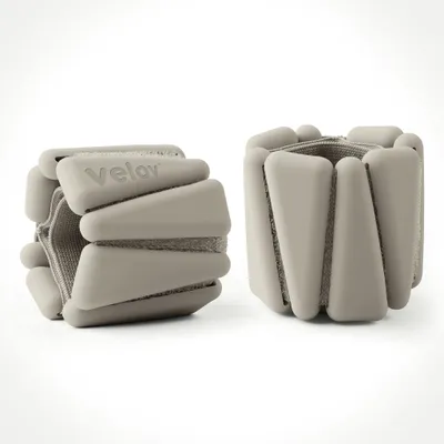Produktbild von velov Gewichtsmanschetten Silikon, 1,8 kg (2x 0,9 kg), 2er Set, Sand, für Handgelenk, Knöchel, Fuß, Yoga, Aerobic, Boxen, Pilates, angenehme Haptik, atmungsaktiv