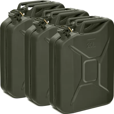 Produktbild von Oxid7® by BW Kraftstoffkanister Metall Benzinkanister 3x 20 Liter - Bronzegrün RAL 6031-F9 - UN-Zulassung - Hergestellt in Europa