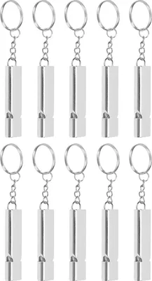 Produktbild von 10pcs Aluminiumlegierung Notfallüberlebens Pfeife Doppelrohr Hochfrequenz mit Schlüsselbundsilber