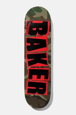 Image de Baker Tyson Peterson, planche de skate avec logo, motif camouflage, couleur verte, largeur 8,2 pouces