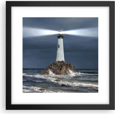 Produktbild von Gerahmtes Poster - Schwarzer Rahmen - Leuchtturm Meer - 30x30 cm - Wand Bild - Wanddeko - Wandbilder - Kunstposter - Wandposter - Bilderrahmen - Bilder - Kunstdruck - Wandbild - P2BAC30x30-3550